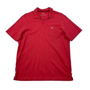 Tommy Bahama Polo Shirt Mens S Small Pink Pima Cotton Short Sleeve Chest Pocket